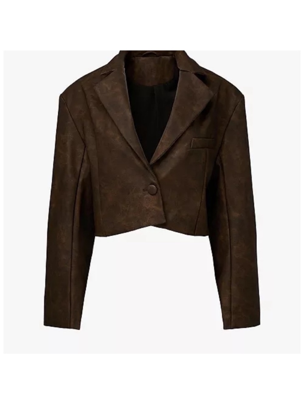 WeWoreWhat Patina Cropped Blazer Brown Faux Leather Jacket L NWT Festival $188